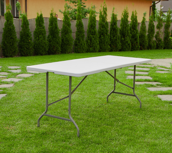 Стол складной пластиковый Angioletto 244 см., столешница сталь